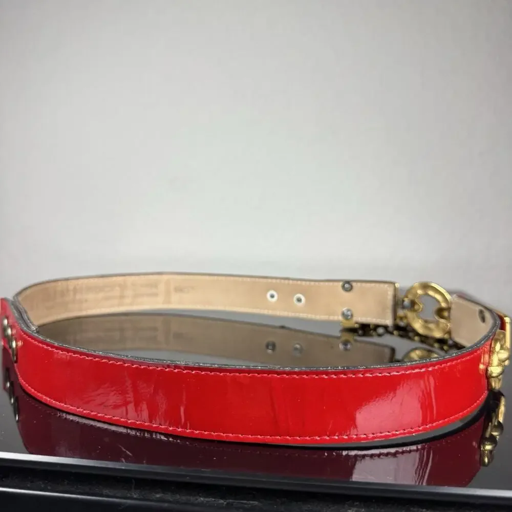 Leatherock Red Leather Belt Gold Hardware 8452 Sz M